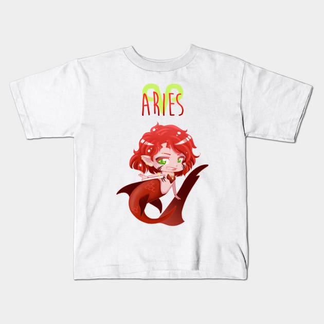 Aries Shark Mermaid Kids T-Shirt by aPotatoBird